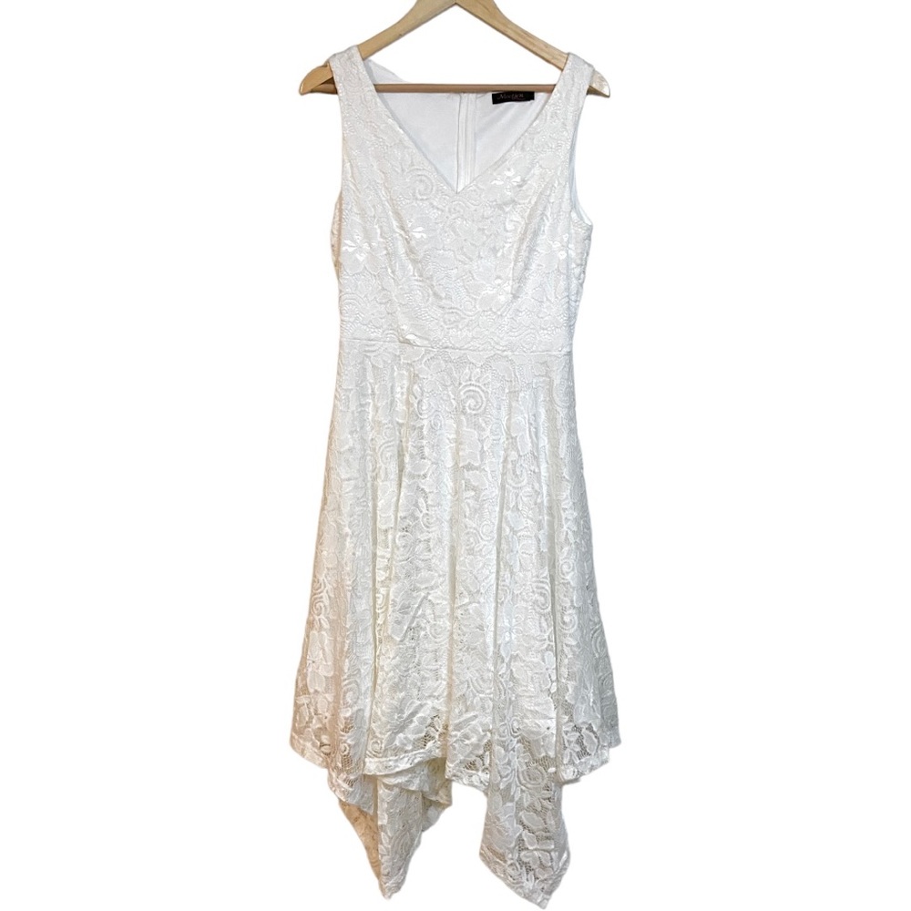 Vintage Floral Lace Asymmetrical Cocktail Swing Dress